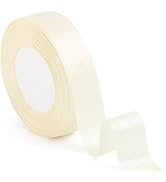 1Inch Wide Ivory Satin Ribbon, Double Face Satin Ribbon for Gift Wrapping | 27Yards Polyester Sol...