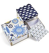 Giftgarden Square Gift Boxes with Lids, Summer Cloud Flower Leaf Floral Pattern Small Gift Wrap B...