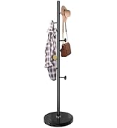Waavryee Modern Metal Coat Rack Stand, Coat Rack Freestanding with Natural Marble Base, Sturdy He...