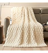 Electric Heated Blanket Throw 50" x 60" Soft Ribbed Faux Fur Flannel Fast Heating 12 Heat Levels ...