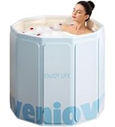 HLCZLUZ Foldable Portable Bathtub, Hot Ice Bath Tub, Shower Tub Non-Inflatable, Collapsible Batht...