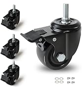 YAEMIKY 3 Inch Caster Wheels with Brake,3/8" Threaded Stem Casters, 4400LBS Heavy Duty Swivel Cas...