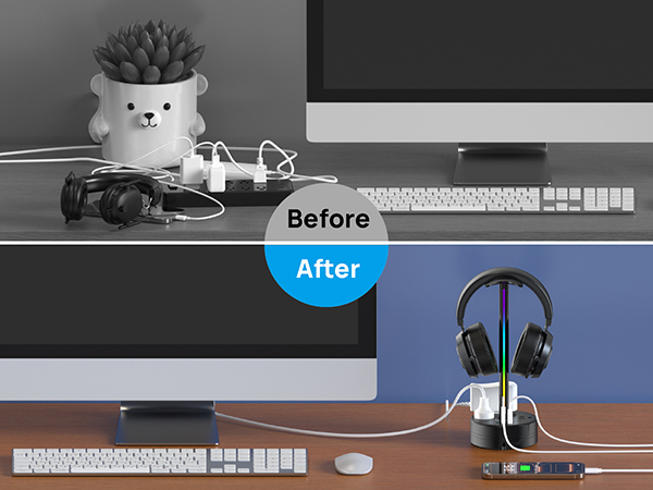 headphones stand with outlets