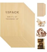LDXDRU 15Pcs Basswood Sheets 1/8 x 16 x 12 Inch Plywood Board, Plywood Sheets for Craft, Natural ...