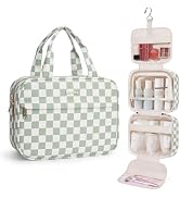 Narwey Hanging Toiletry Bag for Women Checkered Travel Makeup Bag Organizer Cosmetic Make up Toil...