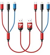 Short Multi Charging Cable, 1FT 2Pack Fast Multiple USB Cable 3 in 1 Charging Cable Universal Mul...