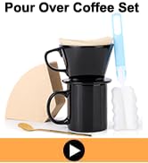 black coffee dripper with coffee mug