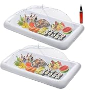 HBlife Inflatable Serving Bar with Jumbo Mesh Food Cover, Party Supplies for Picnics BBQ Gatherin...