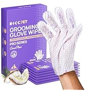 HICC PET Glove Wipes Pro – Pet Cleaning Gloves for Dogs & Cats – Infused with Coconut Oil & Plant...