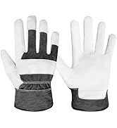 KKOYING Leather Work Gloves, Goatskin Work Gloves, Leather Gloves for Men & Women, Durable and Fl...
