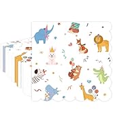 40Pcs Animal Parade Paper Napkins -6.5'' x 6.5" Disposable Circus Carnival Dinner Napkins White A...