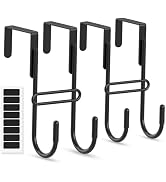 FYY 2 PCS Over the Door Hooks, Heavy Duty Double Hanger with Non-Slip Pads, No-Drill Metal Hook f...
