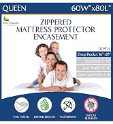 deep pocket queen zippered bed bug mattress protector waterproof cover 60x80 hypoallergenic