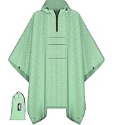Bruvoalon 3-in-1 Rain Poncho with 1/4 Zip & Chest Pocket, Waterproof, Sunshade, Ground Mat for Ad...