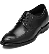 CALTO Men's Invisible Height Increasing Elevator Shoes - Black Premium Leather Lace-up Round-Toe ...