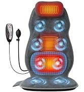 comrelax Back Massager with Heat, Full Body Massage Pad with Pillow Neck Support, Soft Plush Fabr...