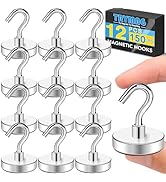 TRYMAG Strong Magnetic Hooks, 150Lbs Heavy Duty Neodymium Magnets with Hooks for Hanging, 12 Pack...