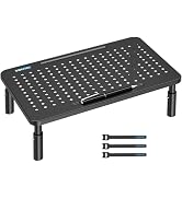 BONTEC 2 Pack 3 Height Adjustable Monitor Stand Riser with Pen Holder, Ergonomic Metal Laptop Sta...
