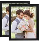 PECULA 2 Pack 8x10 Black Picture Frame for Wall and Tabletop Display, Photo Picture Frame with Cl...