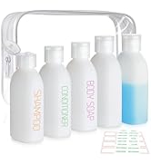 Cosywell Travel Bottles for Toiletries 5 Pack Pre-Printed & Soft Touch HDPE Travel Size Container...