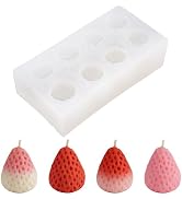 8 Cavity 3D Strawberry Silicone Mold, Candle Mold for Soap, Wax Melt, Cake Decorating, Chocolate ...