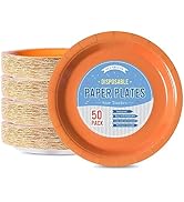 Tyzarglef Disposable Paper Plates Orange, 50 Count 7” Dessert Cake Plates Bulk for Party Supplies...