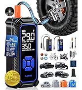 OlarHike Tire Inflator Portable Air Compressor, Dual Power - 6000mAh & 12V DC, Cordless Air Pump ...