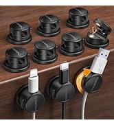 NEWDERY 360° Swivel Magnetic Cable Organizer - 10-Pack Rotatable Cable Clips for Office Desk Acce...