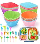 100PCS Silicone Lunch Box Dividers for Kids Lunch Accessories Set, Including 24 Reusable Silicone...