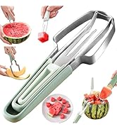 FATUXZ 3-in-1 Watermelon Cutter Slicer Fork, Portable Fruit Slicer Cutter Knife and Watermelon Cu...