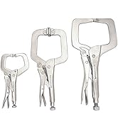 MAXPOWER Heavy Duty Locking C-Clamp Set 6-Inch, 9-Inch,11-Inch, 3-Piece Locking Pliers Nickel Pla...