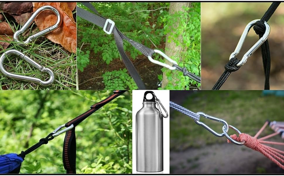 carabiner snap hook zinc galavanized steel keychain hiking fishing camping hunting heavy duty