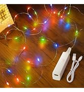 16FT Lipstick Rechargeable Fairy Lights, Twinkle Lights Battery Operated, Mini Indoor LED String ...