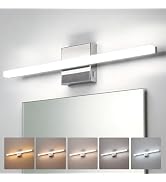 Combuh Modern Vanity Light Fixtures Over Mirror Long Led Bars for Bathroom | 24 Inch Long, Silver...