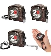 HAUTMEC Mini Tape Measure, Brown 3PCS 6ft/2m Small Measuring Tape, Metric & Imperial Scales, Retr...
