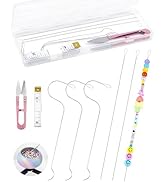 FIVEIZERO 8-Piece Bead Spinner Needles Set, Alloy Steel Big Eye Curved Beading Needles for Jewelr...