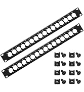 1U Rack Mount Panel Punched 19 inch LIYVZ XLR Patch Panel 16 D-Series 2 Pack | Pre-printed Number...