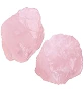 NUKAYAI 2Pcs Rose Quartz Crystals 1.8-2.2" Large Raw Stones Rough Rocks Healing Crystal for Cabbi...