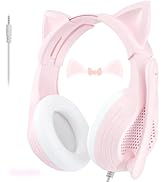 Bocodow Pink Gaming Headset with Microphone for PC/PS4/PS5/Xbox/Laptop, Stereo Surround Sound, Wi...