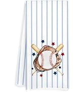 JOQUXI Blue Striped Baseball Kitchen Towels, Baseball Lovers Fans Players Gifts Decorative Hand T...