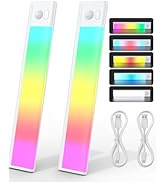Joyzy Motion Sensor Under Cabinet Lights Rechargeable RGB Ambient Light, 66 LED Closet Lighting w...