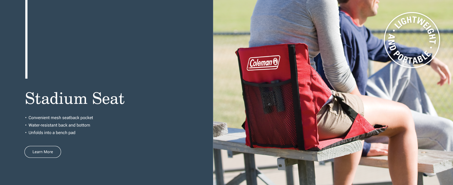 coleman stadium seat red bleacher game kids parent family grandparents comfort bench pad convenient