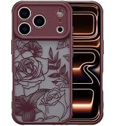 XIZYO for iPhone 17 Pro Max Case Cute Floral, Wine Red | Girly Women Flower Rose Aesthetic Burgun...