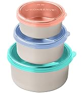 U Konserve Stainless Steel Nesting Trio Food Containers with Silicone Lids, Leak Proof & Dishwash...