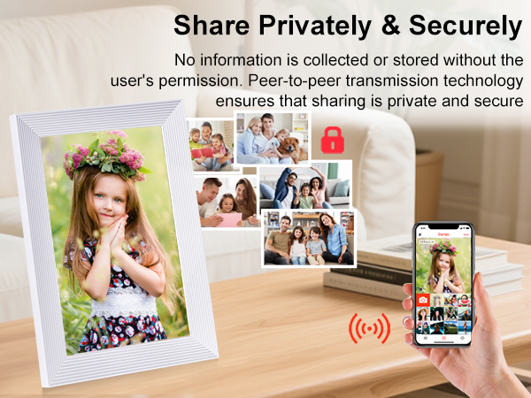 frameo white wifi digital picture frame 10.1 inch smart electronic load from phone for photos