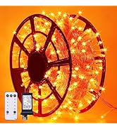 JMEXSUSS 600 LED Thanksgiving Lights Outdoor, 8 Modes Orange Christmas Lights Plug in, Orange Str...
