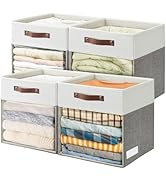 Bagnizer Storage Cubes with Clear Window Linen Fabric Collapsible Storage Bins with Handles 13 x ...