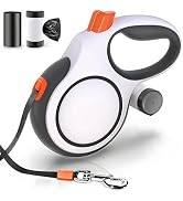 26ft Retractable Dog Leash with Poop Bag Dispenser - Upgraded Lock System, Non-Slip Grip, Tangle-...