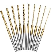 Mini Twist Drill Bits Set - 10Pcs 0.6mm-2.2mm Micro Wood Drill Bit 2.35 Shank Titanium Coated HSS...