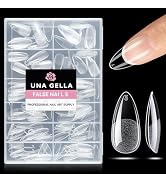 UNA GELLA Almond Nail Tips 216pcs Medium Almond Press on Nails Pre-shape Gel Fake Nails for Full ...